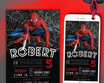 Invitación de cumpleaños de Spiderman editable / Plantilla Canva (Descarga digital)
