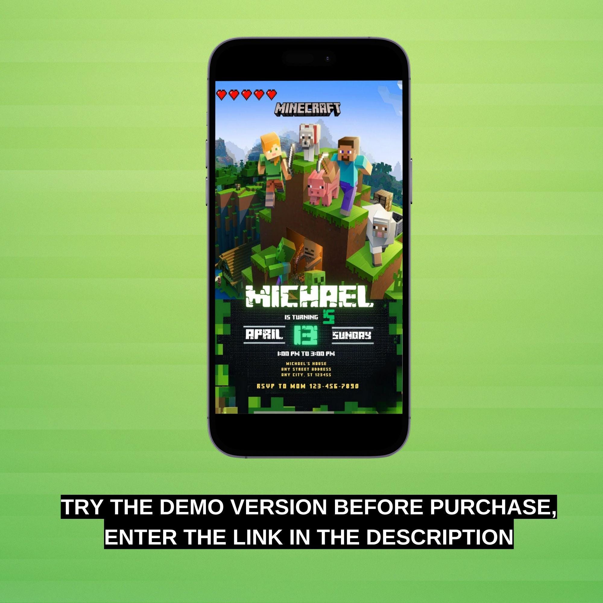 Editable Minecraft Gaming Invite