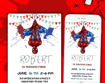 Spiderman Birthday Invitation | Editable Canva Template (Digital)