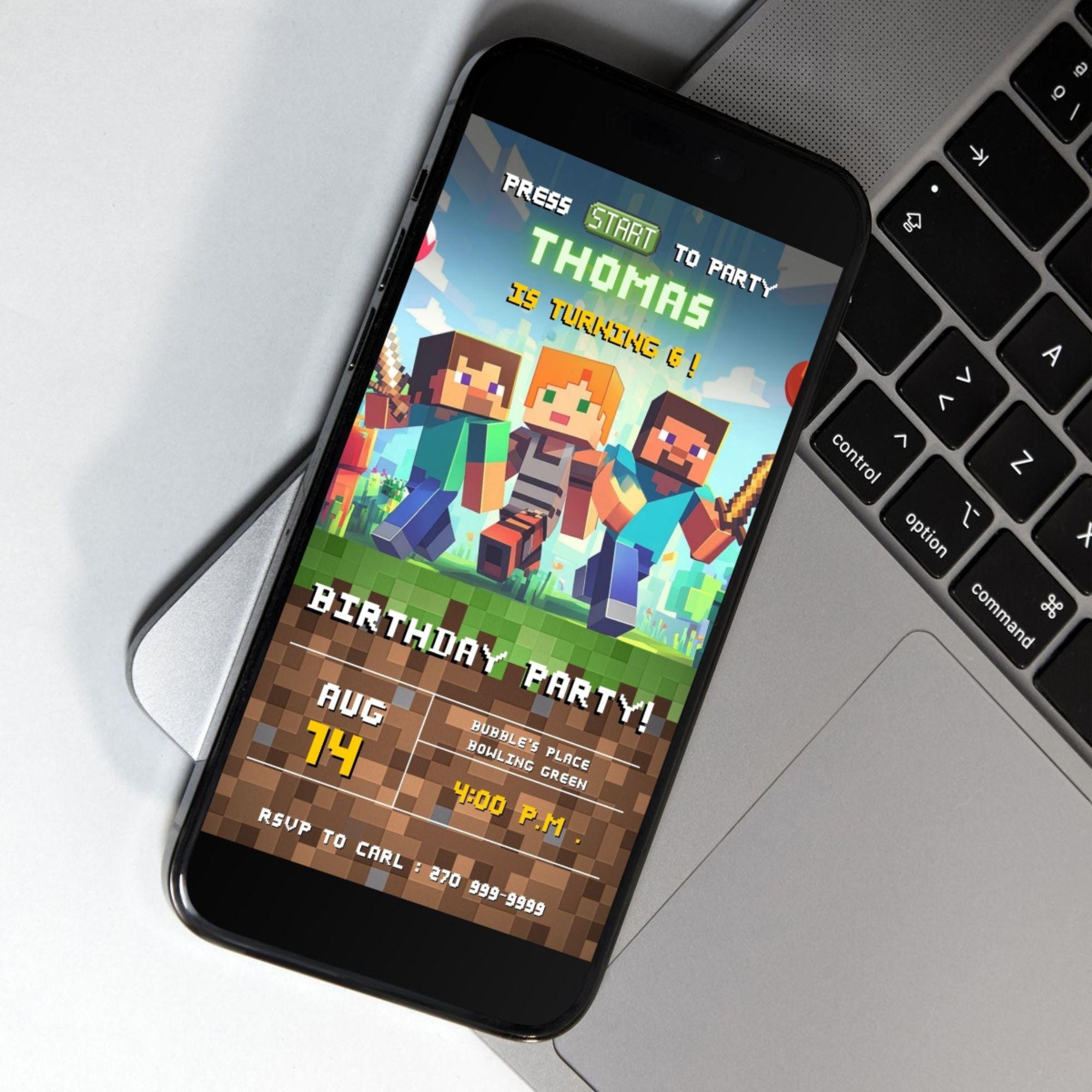Minecraft Birthday Invitation (Alt Link)