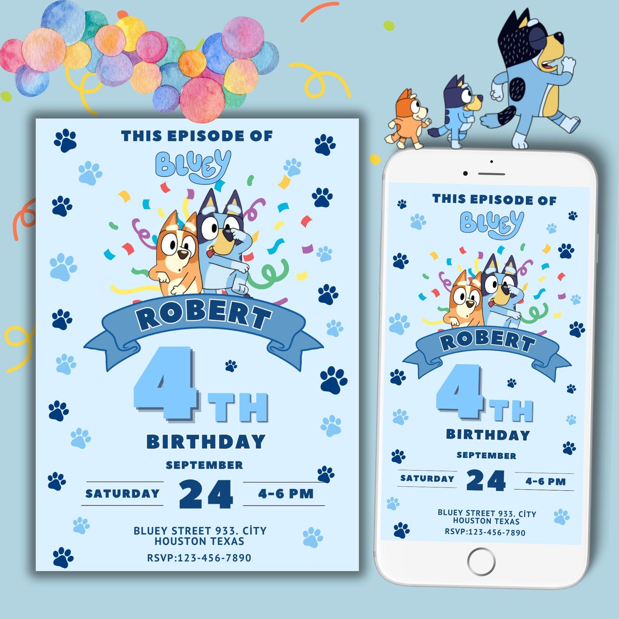 Bluey Birthday Editable Template + Mobile