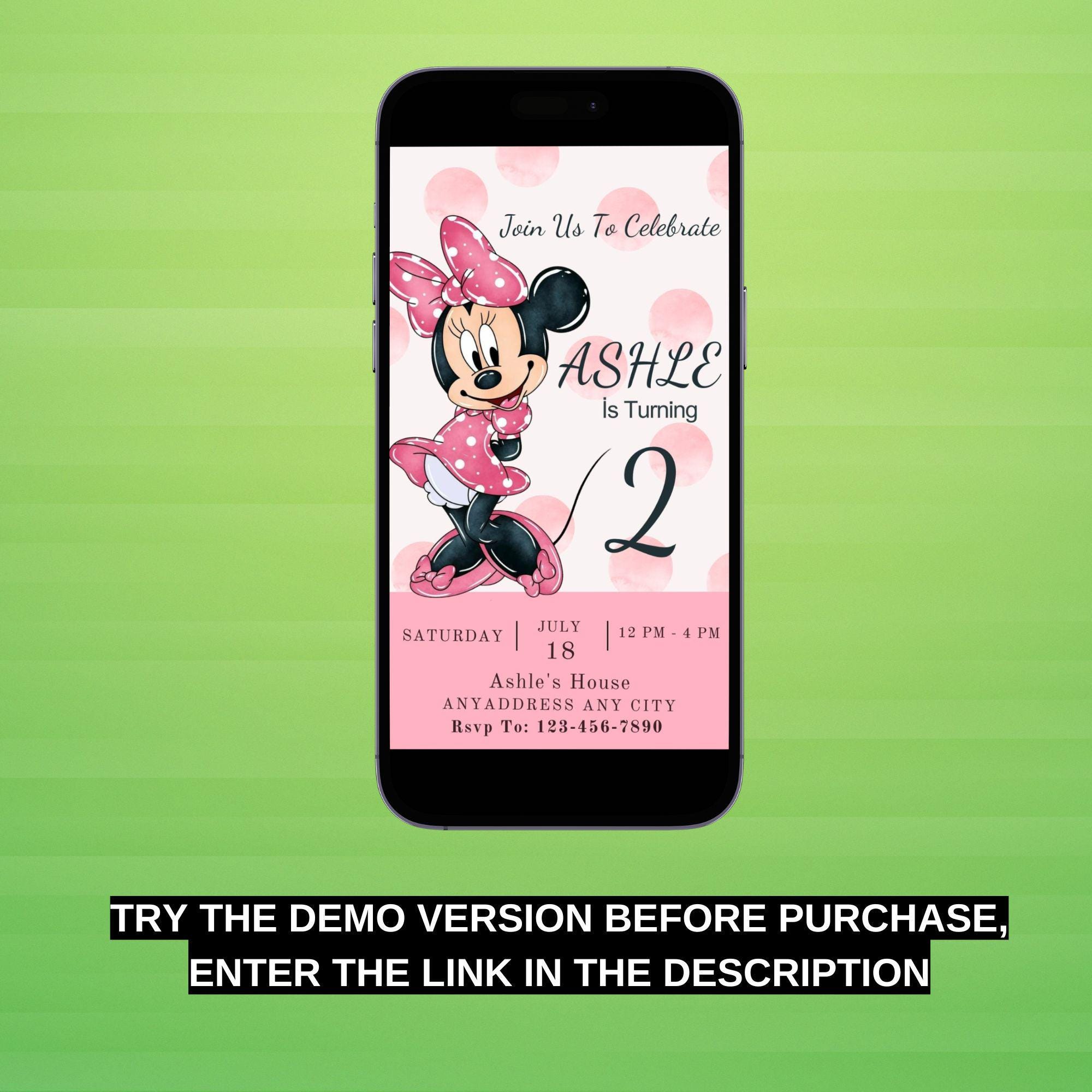 Minnie Mouse Birthday Invitation | Pink Polka Dot (editable Canva ...