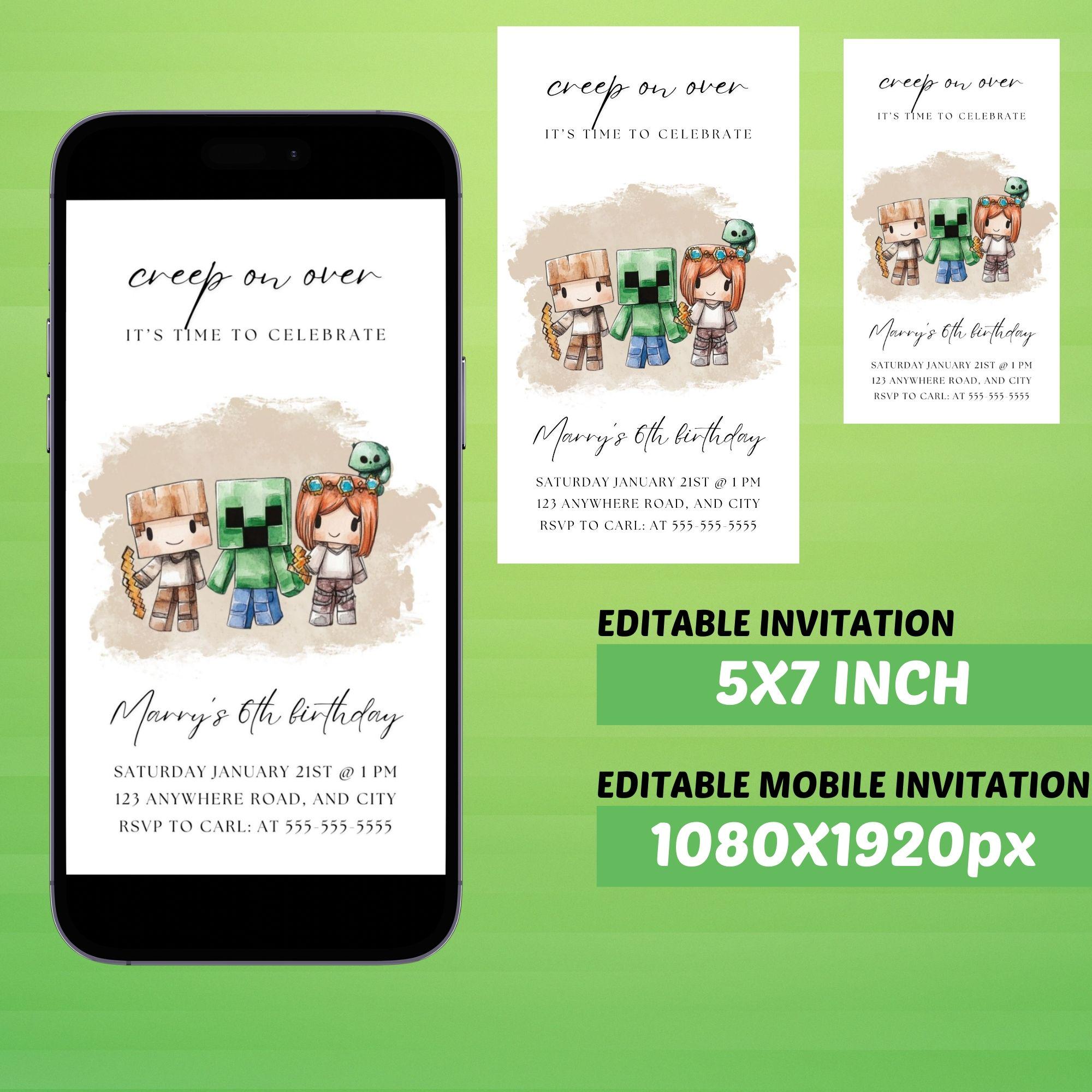 Minecraft Birthday Evite