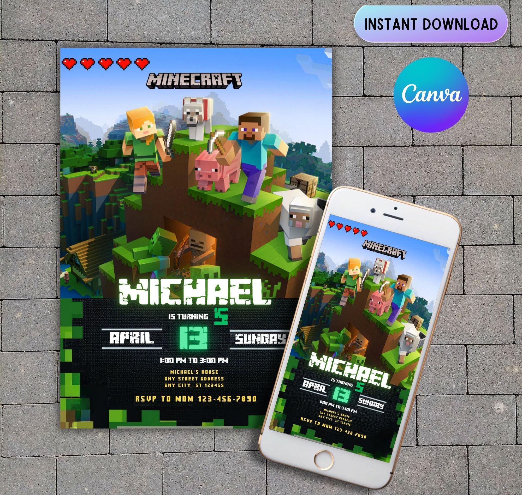 Editable Minecraft Gaming Invite