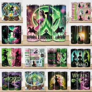 Bundle The Musical 2024 20oz Skinny Tumbler Wrap Png, Broadway Stickers, Perfectly Wicked, Halloween Quote, Defying Gravity Tumbler Wrap Png