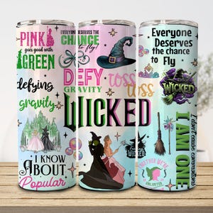 The Musical 2024 20oz Skinny Tumbler Wrap Png, Broadway Stickers, Perfectly Wicked, Halloween Quote, Defying Gravity, Coffee Tumbler Wrap