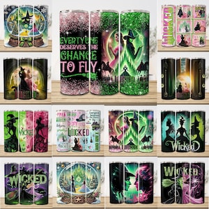 Bundle Witches Movie Changed For Good 20oz Skinny Tumbler Wrap Png, Pink Goes Good With Green Tumbler Png, Movie 20oz Tumbler Wrap Png