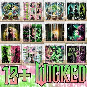 Witch Pink And Green 20oz Skinny Tumbler, Broadway Tumbler Png, Wicked Change For Good Sublimation, Witch 20oz Straight Tumbler Wrap Design