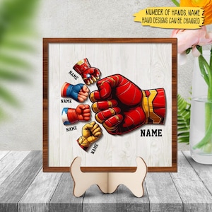 Personalised Daddy/Dad Superhero Frame, Personalised Frame for Him, Birthday Gifts for Him, Father&#39;s Day Gifts,Gifts from Daughter,Fist Bump