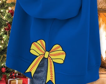 Softball Side Bow Appliqué Sweatshirt Design For Machine Embroidery Classic Bow Heirloom Bow Satin Stitch Applique Embroidery Design File