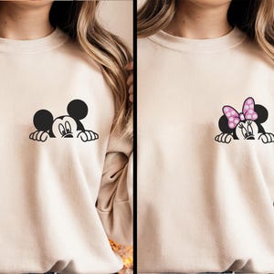 Paquete de diseño de bordado a máquina de ratón, sudadera bordada con pareja de ratones, diseño de bordado de pareja, bordado de dibujos animados para el día de San Valentín