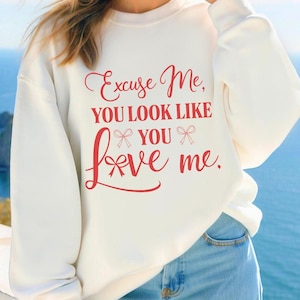 Excuse Me You Look Like You Love Me Svg Png, Valentine&#39;s Day Png, Valentine Coquette Bow Svg, Valentine Love XOXO, Funny Music Valentine Svg