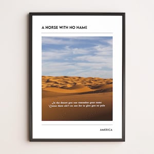 A Horse with No Name – America | Poster minimal musicale | Stampa d’arte canzone | Decorazione parete vintage