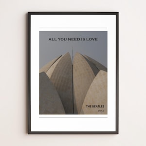 All You Need Is Love – The Beatles | Poster fotografico minimal | Stampa musicale iconica | Arte da parete ispirata