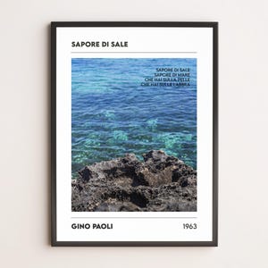 Sapore di Sale – Gino Paoli | Poster fotografico minimal | Stampa mare musicale | Arte da parete italiana