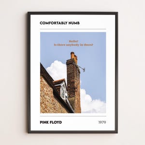 Comfortably Numb – Pink Floyd | Poster fotografico minimal | Stampa musicale rock | Arte da parete vintage