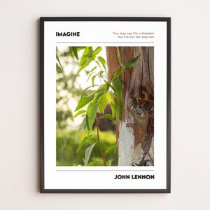 Imagine – John Lennon | Poster minimal natura | Stampa fotografica musicale | Canzone iconica da parete