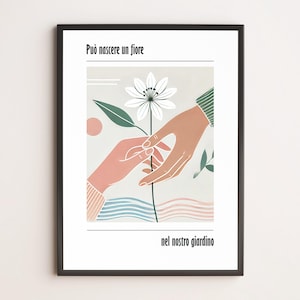 A mano a mano – Rino Gaetano | Poster canzone illustrata | Stampa minimalista musicale | Arte da parete italiana