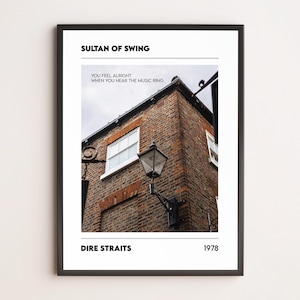 Sultan of Swing – Dire Straits | Poster minimalista musicale | Stampa fotografica rock | Arte da parete musica