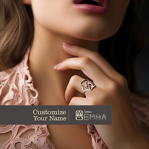 Custom Name Logo Ring Name Logo Ring Name Ring Gift for Her Special Jewelry Father&#39;s Day Gift for him Special Gift for Confession of Love
