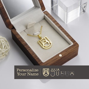Name Logo Necklace - Personalized Monogram Pendant Necklace - Women Christmas Gifts - Custom Name Necklace -Unique Design Name Logo Necklace
