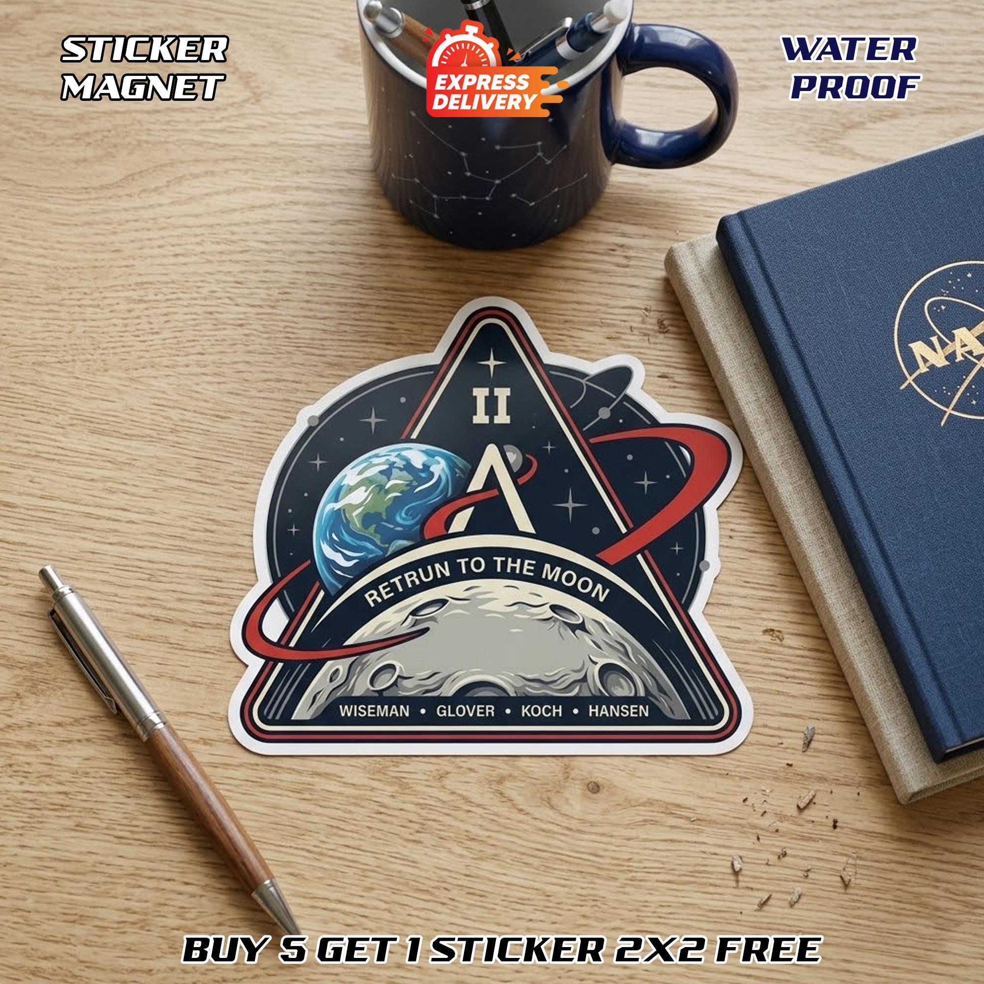 Artemis II Patch Sticker, NASA Retro Sticker, Space Logo Decal ...