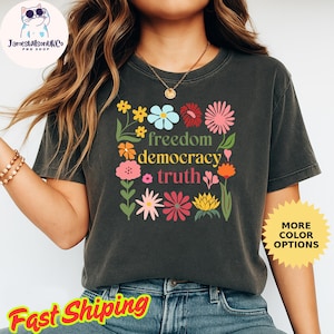 Freedom Democracy Truth Shirt, Patriotic Subtle FDT Shirt, Coquette Bow patriotic Tshirt, Independence Day Tee, 4th of July FDT shirt