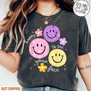 Lerarenshirts, terug naar school-shirt voor leraar, leuke lerarencadeaus, blij om je gezicht te zien, shirt voor eerste schooldag