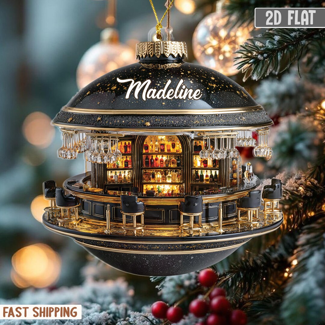 Custom Miniature Cocktail Bar Ornament, Retro Lounge Bar Christmas Tree ...