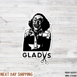 Sticker grappige horrorfilm | Gladys Meme-vinylsticker | Spookachtige Halloween-sticker voor laptop, waterfles, plakboek, cadeau