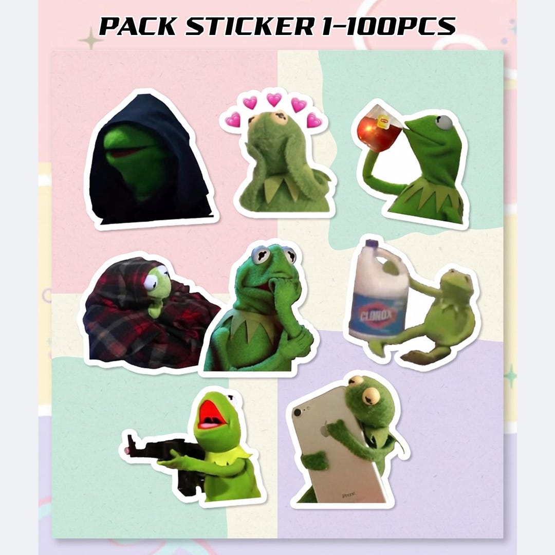 1-200pcs Kermit Sticker Pack – Funny Meme Decals for Laptops - Etsy