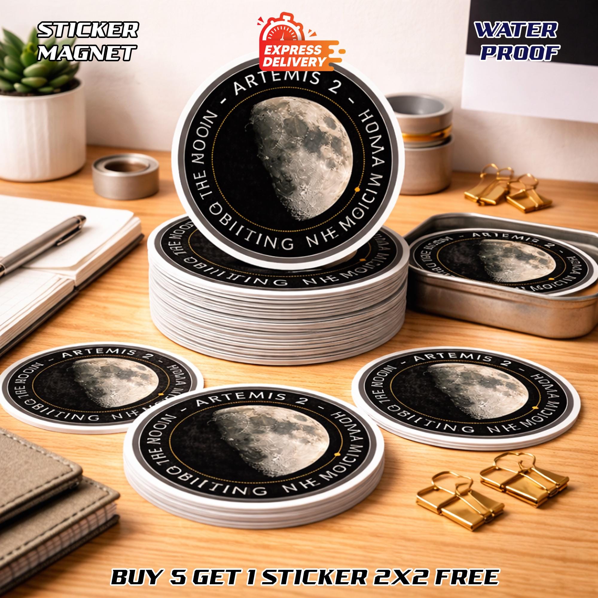 Artemis II Patch Sticker, NASA Retro Sticker, Space Logo Decal ...