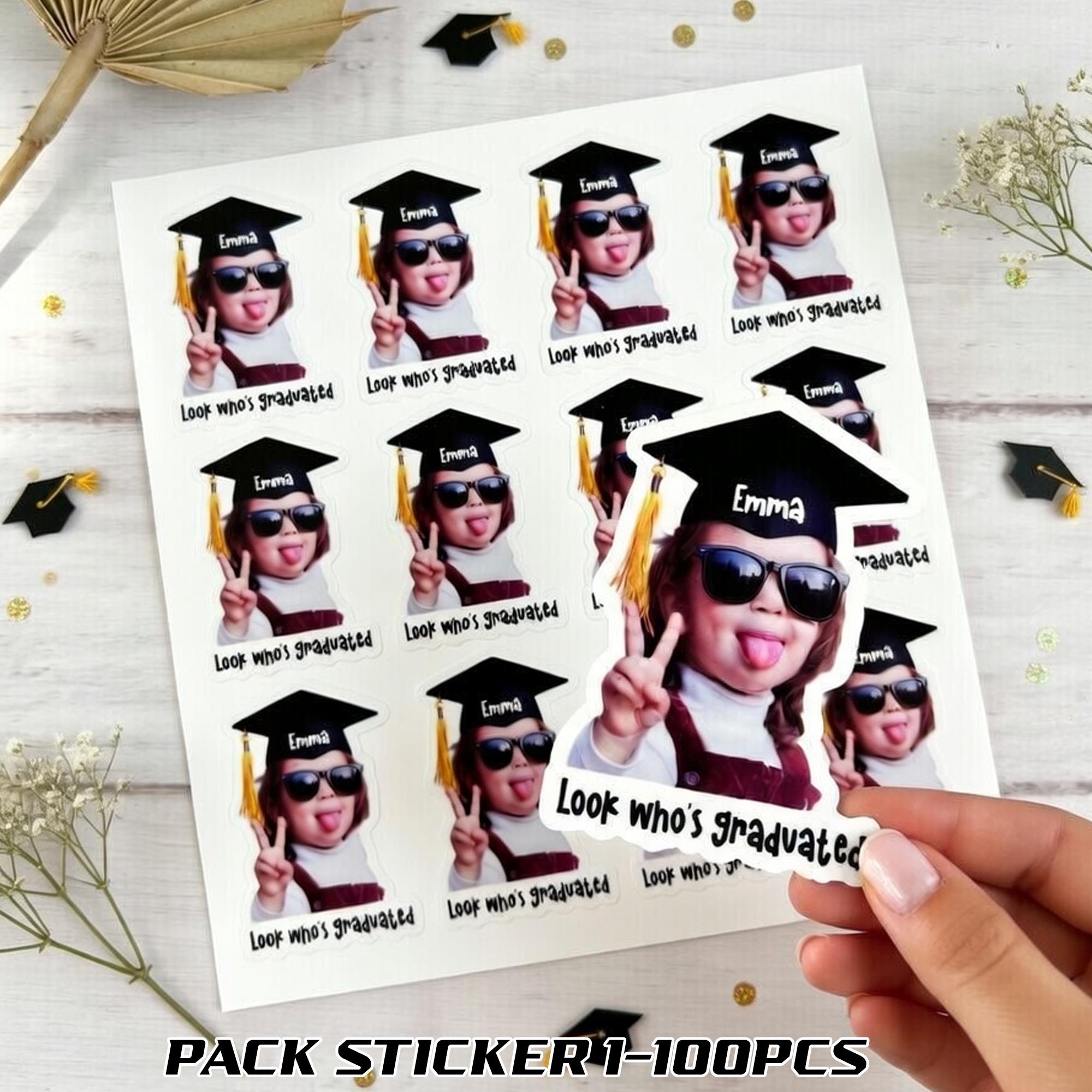Set 1pcs - 100pcs Custom Graduation Photo Stickers | Personalized Grad ...
