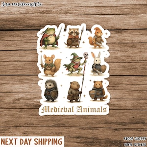 Medieval Kitties Sticker/Car Magnet, Illustrated Fantasy Cat Sticker, Whimsical Medieval Sticker, Adventurer Animal Sticker, Gift For Him