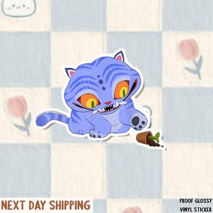 KPOP Blue Demon Tiger fanart Peeker Sticker | op kpopDH geïnspireerde stickers | demon tijger | derpy | kpop-jongens | kpop-stickers | kpop demonenjongens