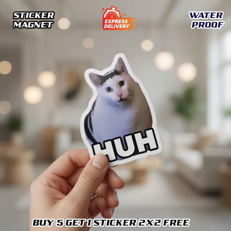 Huh Cat Meme Sticker , Huh Cat Sticker , Meme Cat Sticker , Cat Meme ...