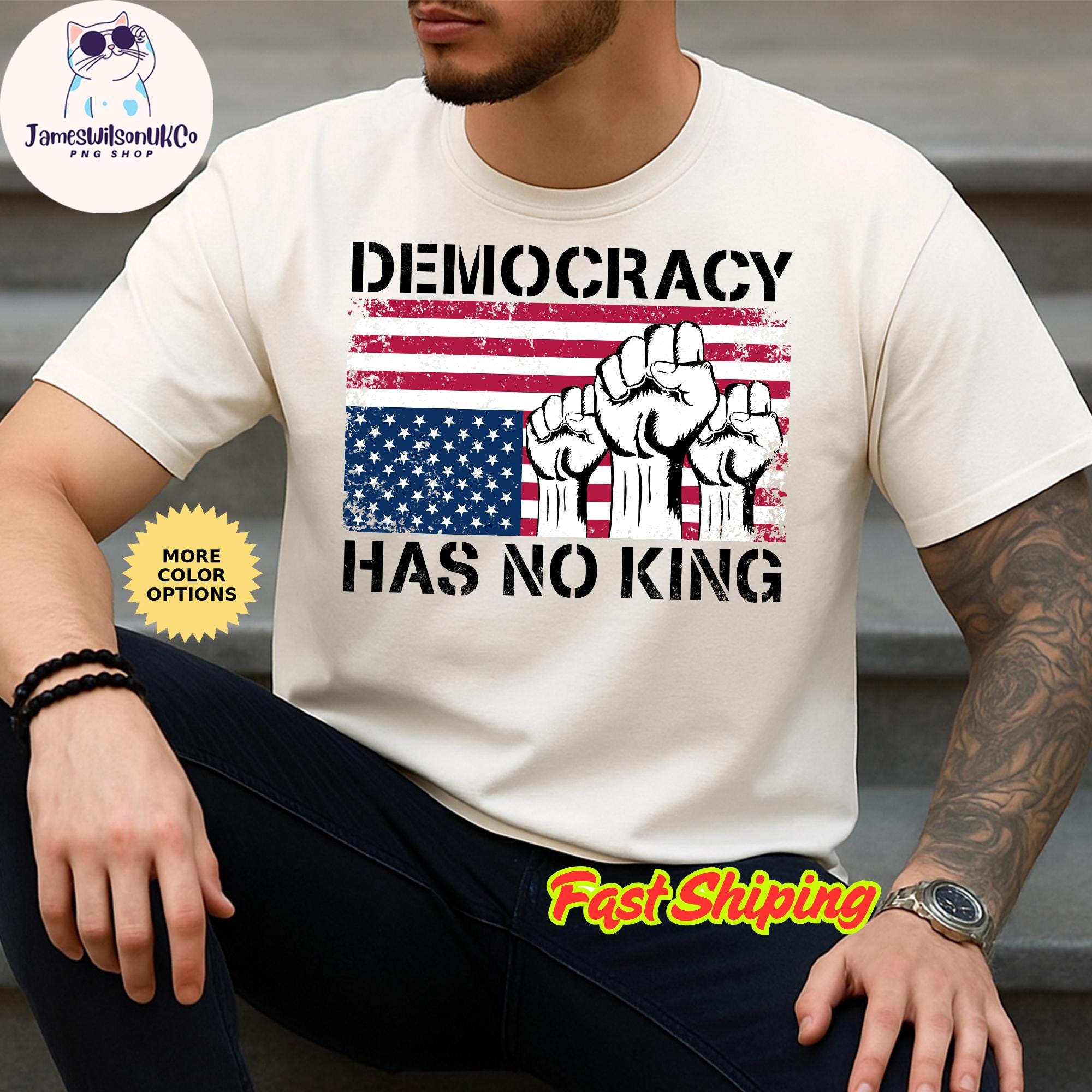 Anti Trump Shirt, Democracy has no kings shirt, upside down American flag shirt, anti maga shirt, Liberal tshirt, democrat shirt, resist tee