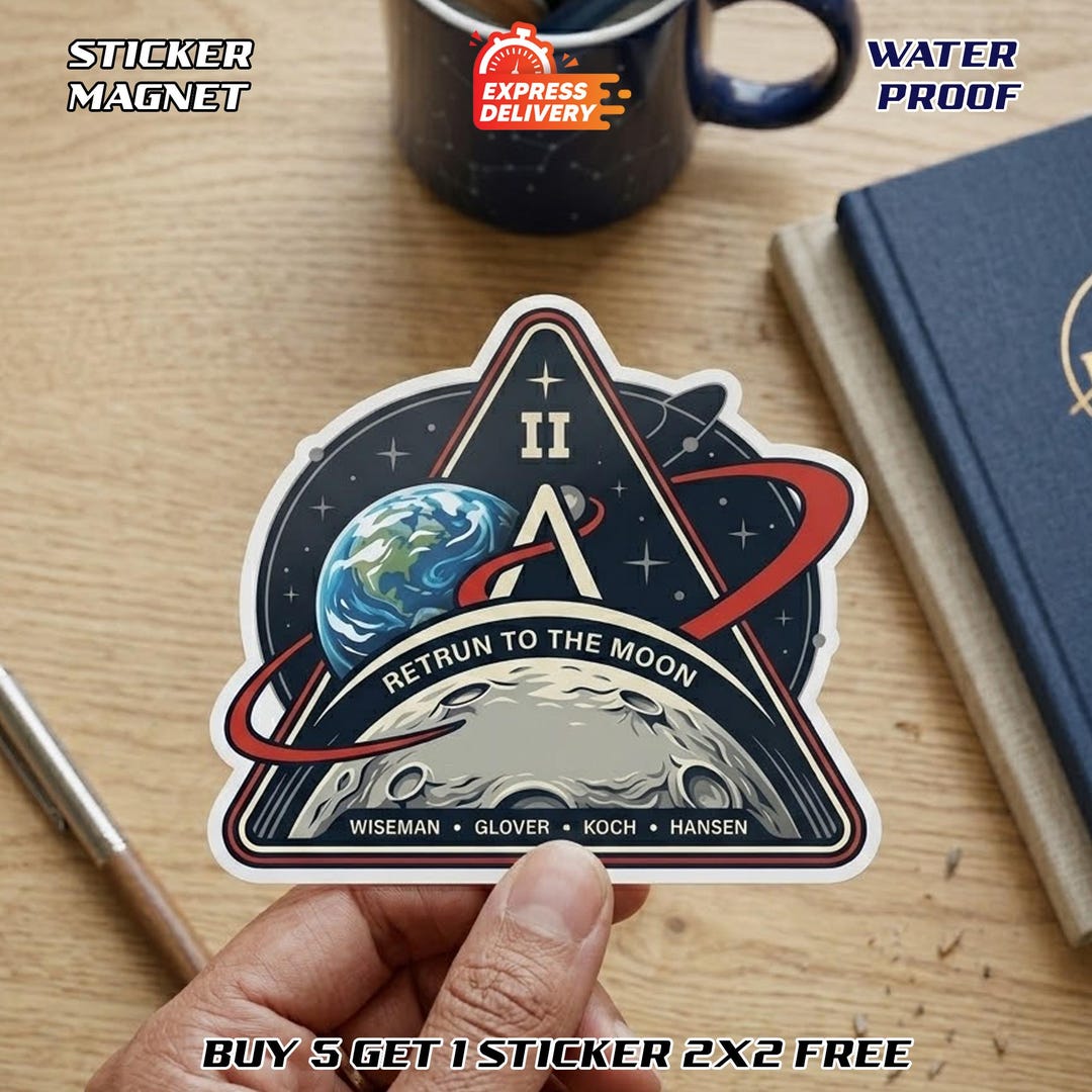 Artemis II Patch Sticker, NASA Retro Sticker, Space Logo Decal ...