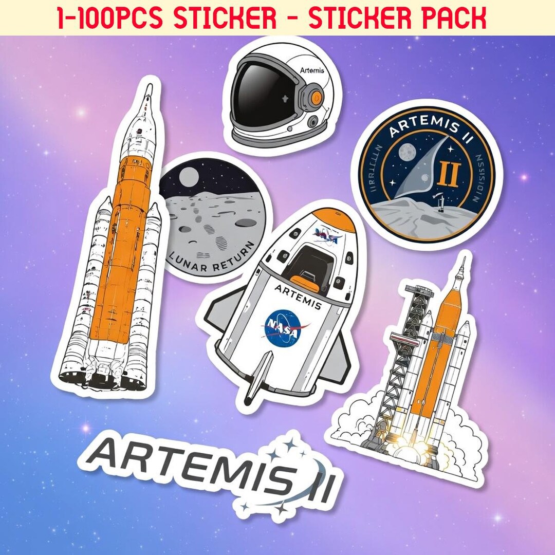 1-200pcs Artemis II Patch Sticker, NASA Sticker, Space Logo Decal ...