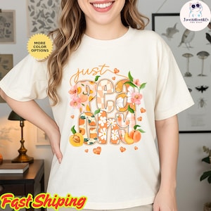 Just Peachy Summer Shirt, Feeling Peachy Farmers Market T Shirt Fruit Graphic Tee Gildan Summer Fresh Fruit Aesthetic Shirt, Summer Vibes
