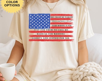 Liberty and Justice for All, Stars Stripes and Equal Rights, Social Justice 4th of July Stars, Stripes, and Human Rights Protest Shirt