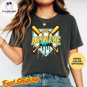 Custom Baseball Number and Name T-shirt, Gildan Baseball Custom Shirt, Baseball Mom Tee, Personalized Baseball Shirt, Custom Baseball Shirt