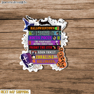VHS Sticker | Halloween Scary Movies Holographic Sticker Stack | Waterproof Laptop, Kindle Sticker | Vinyl Glitter Nostalgic Sticker