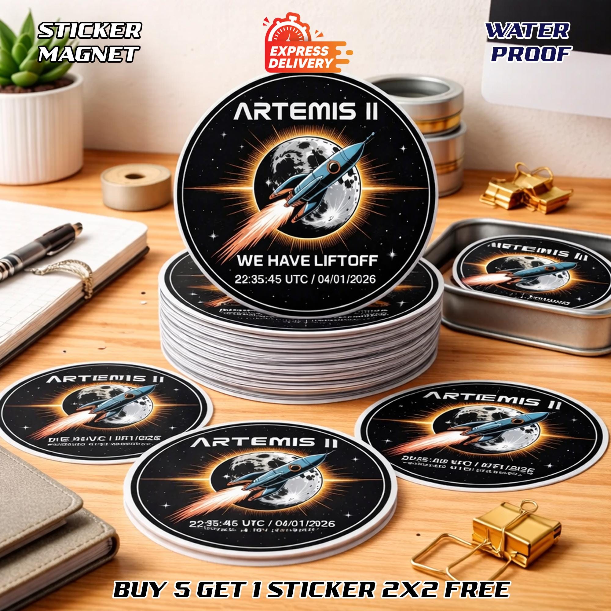 Artemis II Patch Sticker, NASA Retro Sticker, Space Logo Decal ...