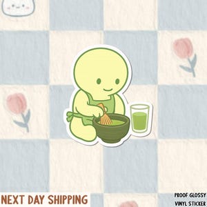 Green Guy Matcha Sticker | Vinyl Waterproof Sticker for Bullet Journal, Planner, Laptop, Water Bottle, Phone Case, Deco
