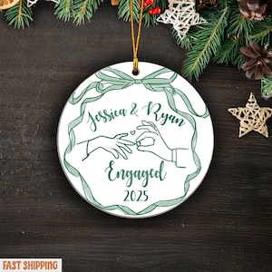 First Christmas Engaged Ornament, Personalized Engagement Gift for Couples, Custom Engagement Christmas Keepsake, Engaged Christmas Ornament