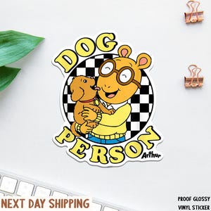 Arthur Dog Person Sticker, Arthur Show Inspired Waterproof Vinyl Stickers, Nostalgic TV Stickers, Throwback Stickers, Arthur Meme