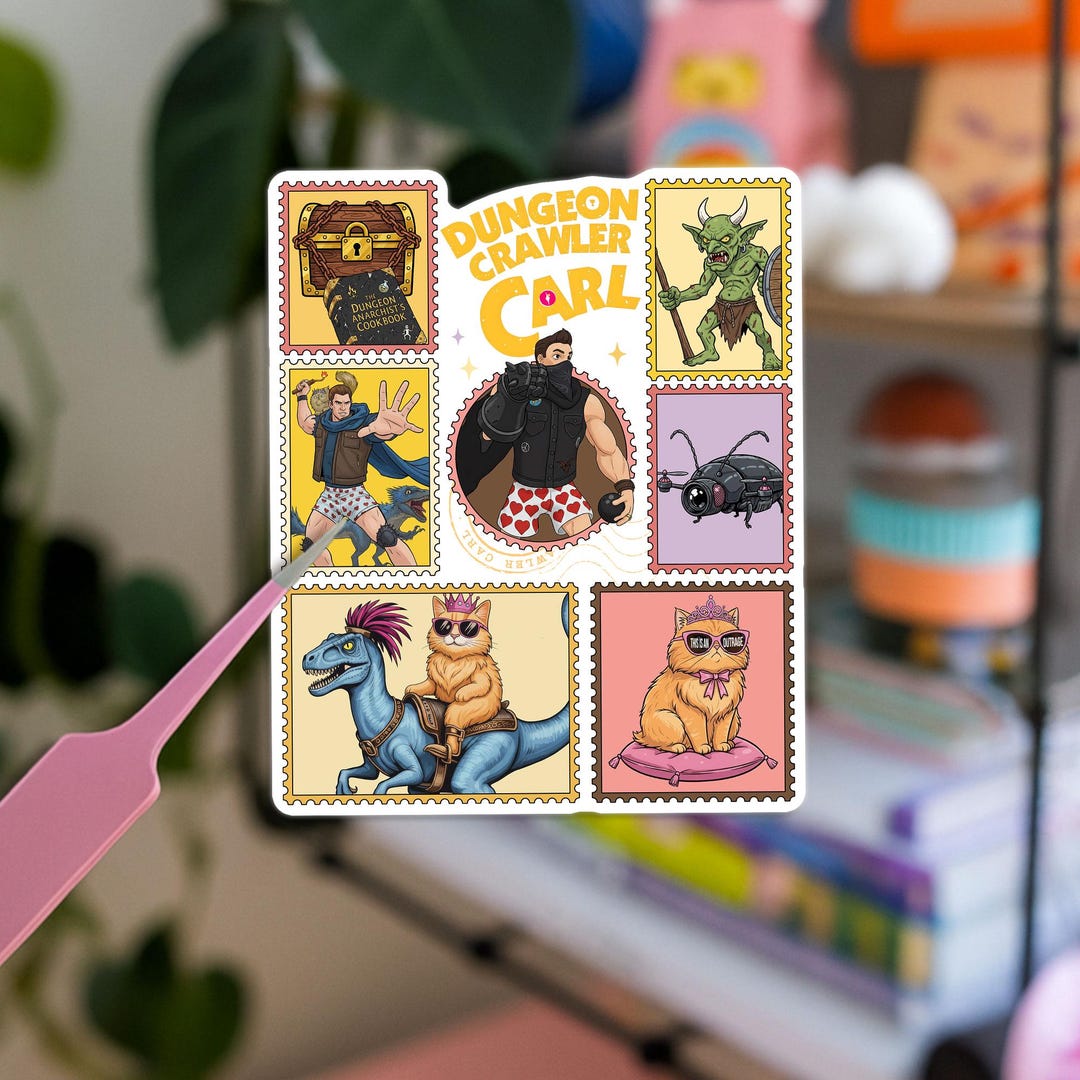 Dungeon Crawler Carl Book Stamps Sticker/ Car Magnet, Bookish Fantasy ...