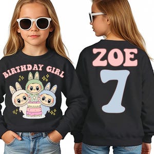 Custom Labubu Birthday Girl Shirt Personalized Labubu Birthday Gift Custom Birthday Shirt Cute Birthday T-Shirt Custom Birthday Girl Tee