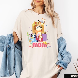 Blue Mom Shirt Blue Mom Shirt Birthday Mama Shirt Cartoon Mommy Shirt Blue Dog Mom Dad Shirt Blue Family Shirt Mom Gift Mama Tee